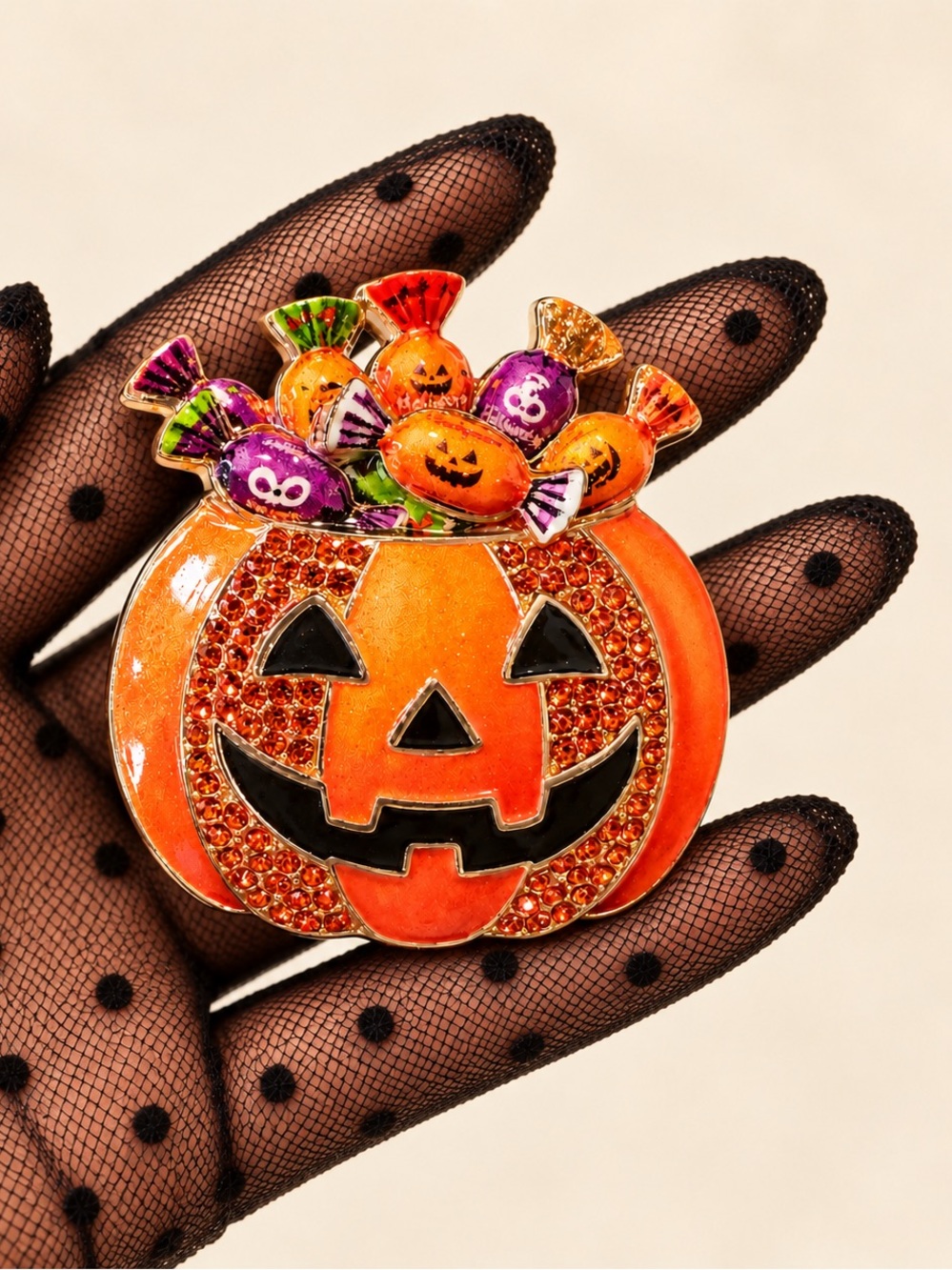 Halloween Pumpkin Candy Brooch Pin
